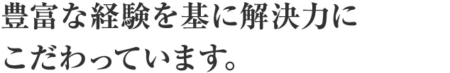 豊富な経験を基に解決力にこだわっています。