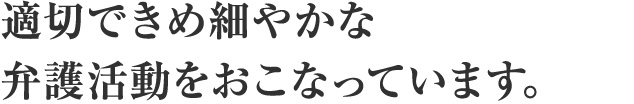 適切できめ細やかな弁護活動をおこなっています。